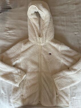 Tommy Hilfiger Cream Teddy Fleece Hooded Jacket